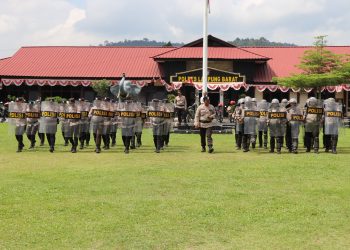 Wakapolres Lampung Barat Pimpin Latihan Dalmas Jelang Pilkada Serentak 2024