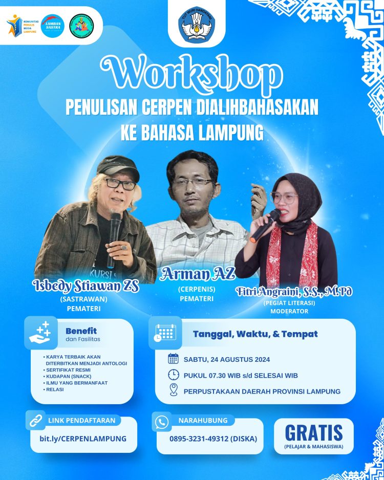 Workshop Menulis Cerpen dan Alih Wahana ke Bahasa Lampung diikuti 70 Peserta