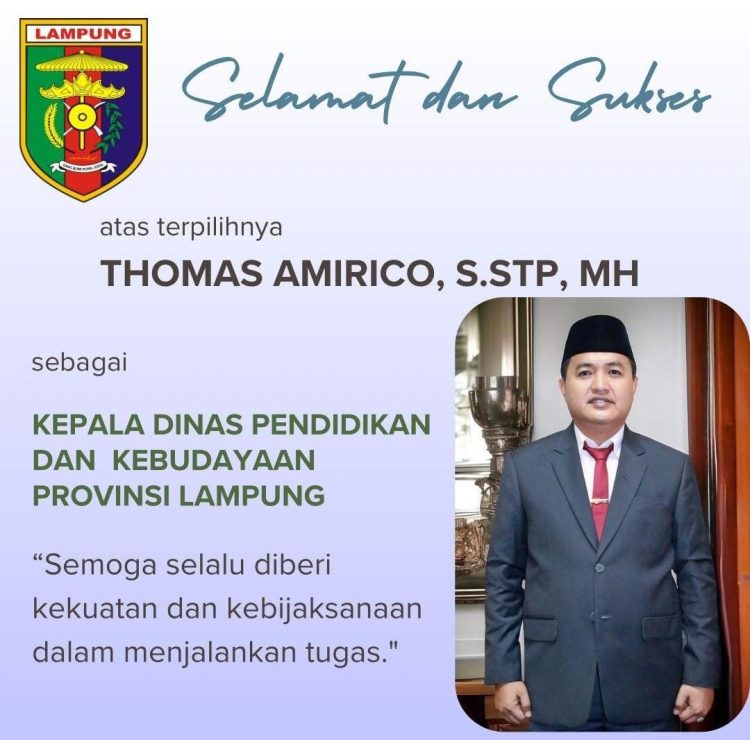 Thomas Amirico Resmi Jabat Kepala Disdikbud Lampung, Dikenal Dekat dengan Media dan Ormas