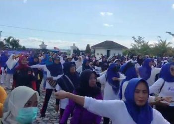 Ribuan Warga Padati Senam Sehat Bersama DPD PAN Pesawaran, Dukung Paslon Nanda-Anton Jelang PSU