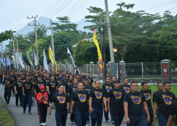 Danbrigif 4 Mar/BS Pimpin Olahraga Bersama Prajurit “Ajabra” Sambut HUT Ke-22 Yonif 7 Mar