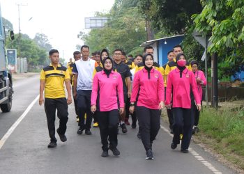 Semarak Hari Bhayangkara ke-79, Polres Pesawaran Gelar Olahraga Bersama Lintas Instansi dan Masyarakat