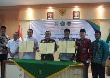 Tiga Lembaga di Pringsewu Resmi Bentuk Tim Terpadu Percepatan Sertifikasi Tanah Wakaf