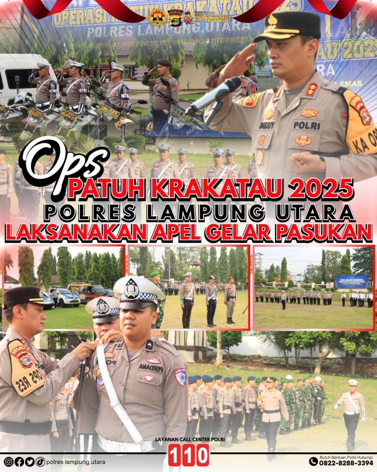 Apel Operasi Patuh Krakatau 2025, Polres Lampung Utara Siap Tertibkan Lalu Lintas