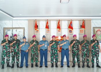 Danbrigif 4 Mar/BS Sambut Tim Seskoal, Bahas Strategi Pengawasan Laut Lewat VMS di ALKI I