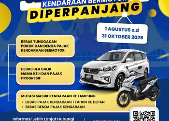 Pemutihan Pajak Kendaraan Bermotor di Lampung Diperpanjang hingga 31 Oktober 2025, Ada Program Baru yang Lebih Menguntungkan