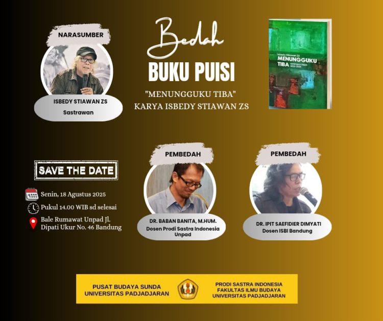 Isbedy Stiawan ZS Bakal Bedah Buku Puisi di Unpad, Ipit: Menulis Kematian dengan Ketenteraman Batin