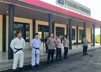 56 Personel Polres Pesawaran Ikuti Ujian Beladiri untuk Kenaikan Pangkat UKP 2026
