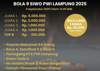 SIWO PWI Lampung Siapkan Turnamen Biliar Bola 9 Antar Wartawan untuk Menempa Atlet Berprestasi