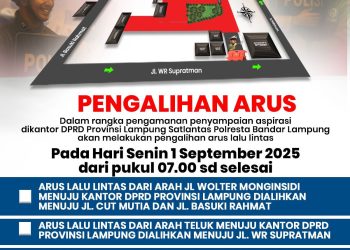 Pengalihan Arus Lalu Lintas di Sekitar DPRD Lampung: Satlantas Polresta Imbau Masyarakat Waspada dan Tunda Perjalanan