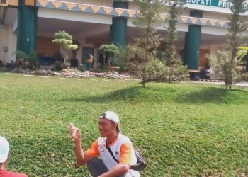 Rehabilitasi Taman Depan Kantor Bupati Pringsewu Didanai CSR Bank Lampung, Bupati Turun Tangan Perbaiki Kekurangan