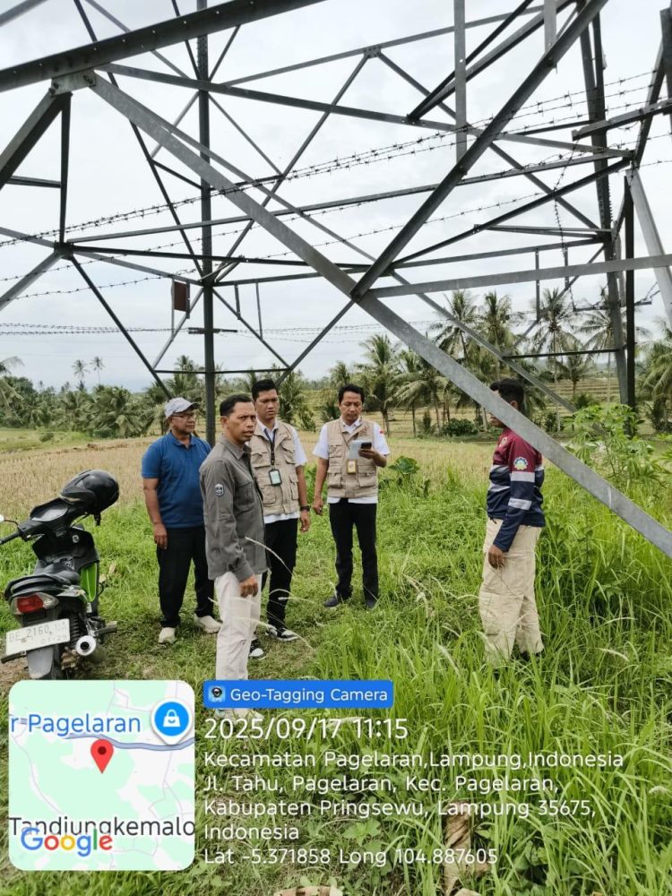 Pemeriksaan Lapang Pembuatan Sertifikat Tapak Tower SUTT di Kabupaten Pringsewu, Dorong Infrastruktur Listrik Lebih Andal