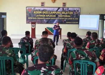 Damkar Lampung Selatan Gelar Pelatihan Dan Simulasi Kebakaran Bersama Tni Kodim 0421/Ls