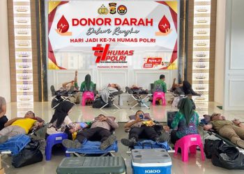 Polres Pesawaran, HUT Humas Polri, Donor Darah, Polri Humanis, AKBP Heri Sulistyo Nugroho, PMI Pesawaran, Polisi Presisi, Kegiatan Sosial Polri, Hari Jadi Humas Polri ke-74