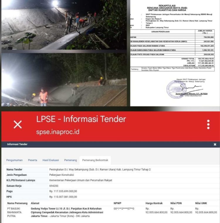 Proyek Irigasi Rp92 Miliar di Lampung Timur Jadi Sorotan, Upah Pekerja “Hilang”, LSM PRO RAKYAT Desak Kejati Lampung Bertindak