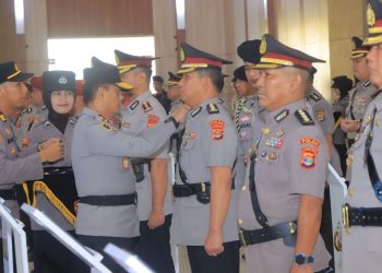 9 Pejabat Utama Dan 4 Kapolres Berganti, Kapolda Lampung Gelar Upacara Serah Terima Jabatan