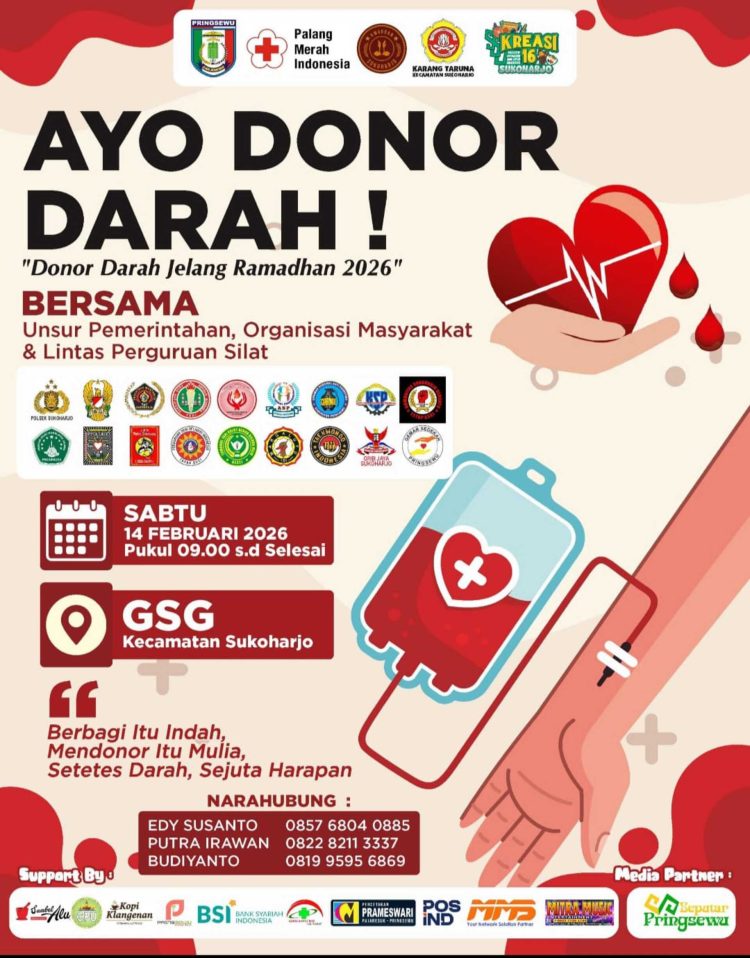 Target 50–75 Kantong, Donor Darah Sukoharjo Ajak Masyarakat Berbagi Kehidupan