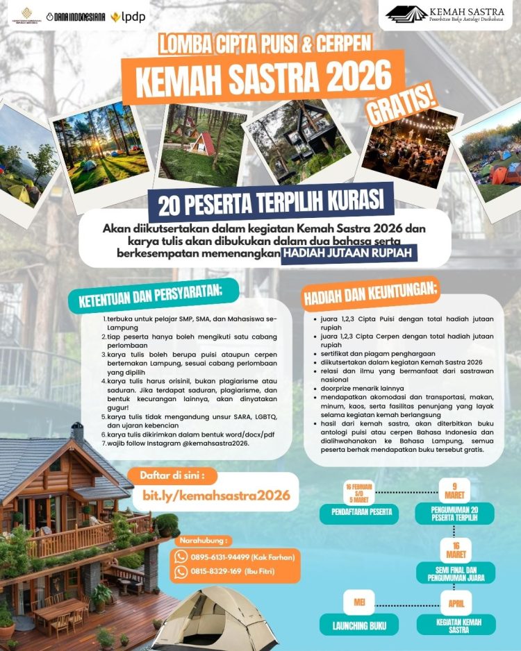 Pelajar dan Mahasiswa Lampung Ditantang Berkarya dalam Lomba Puisi dan Cerpen 2026