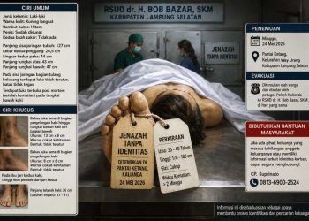 Jenazah Misterius di Kalianda Belum Dikenali, RSUD Bob Bazar Minta Bantuan Warga