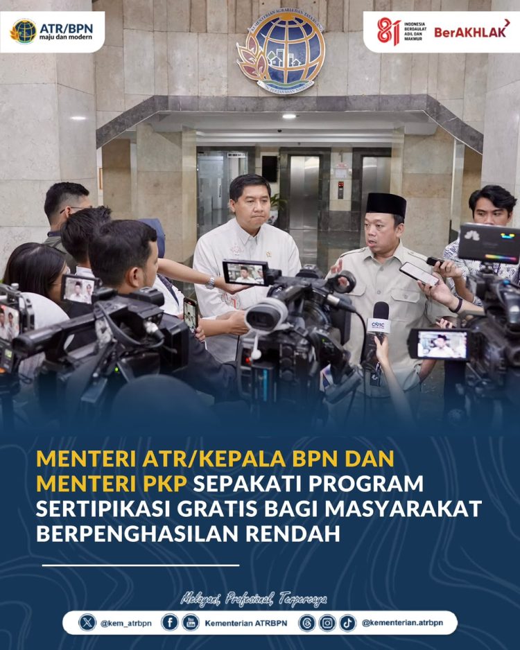 ATR/BPN Resmikan Program Sertipikasi Gratis, Masyarakat Berpenghasilan Rendah Bisa Naikkan HGB ke SHM Tanpa Biaya