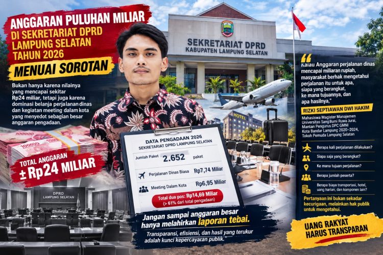 Anggaran Sekretariat DPRD Lampung Selatan Capai Rp24 Miliar, Dominasi Belanja Dinas Dipertanyakan