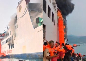 KMP Batumandi Terbakar Saat Proses Sandar, Petugas Gabungan Lakukan Penanganan