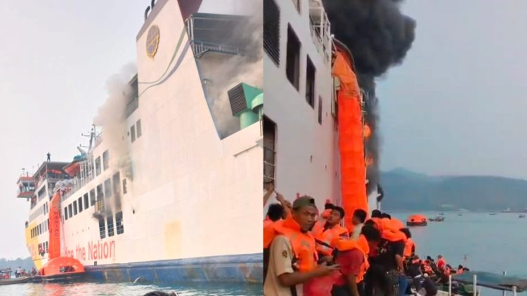 KMP Batumandi Terbakar Saat Proses Sandar, Petugas Gabungan Lakukan Penanganan