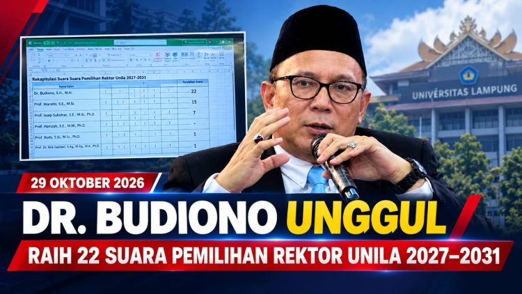 Voting Rektor Unila Tuntas, Dr. Budiono Raih 22 Suara dan Prof. Warsito 15