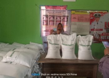 Pemdes Gedung Riang Bagikan Bantuan Beras, Warga Antre Tertib Sesuai Dusun