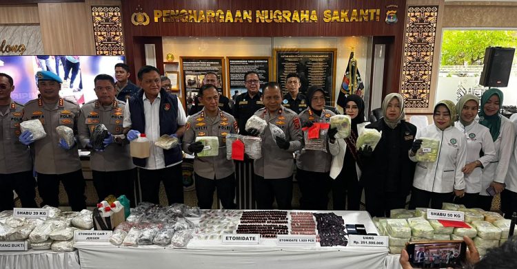 Rp191 Miliar Nilai Barang Bukti, Polda Lampung Bongkar Peredaran Narkoba Internasional