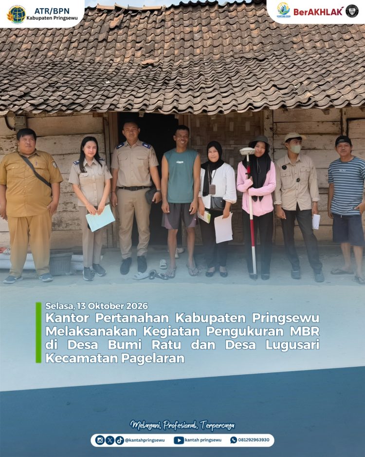 Kantah Pringsewu Dukung Pendaftaran Tanah MBR, Pengukuran Dilakukan di Dua Desa